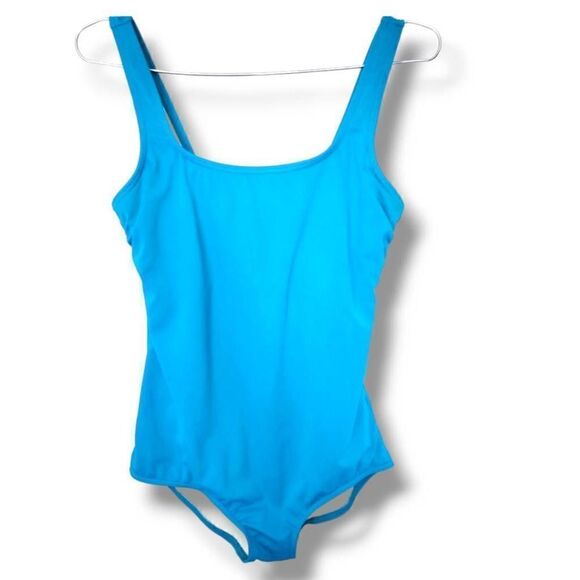 Lands End Womens Swimsuit Sz Small Blue One Piece Tank High Leg Tugless Sporty - Picture 2 of 10
